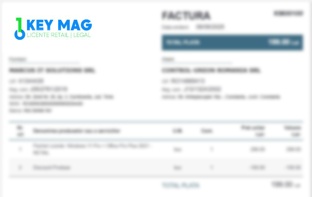 Factura Fiscala - Licente Software - Magazin KeyMAG